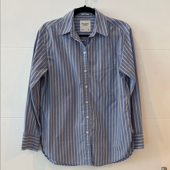 Abercrombie & Fitch Tops - Abercrombie and Fitch Light Blue and White Striped Button Down Shirt
